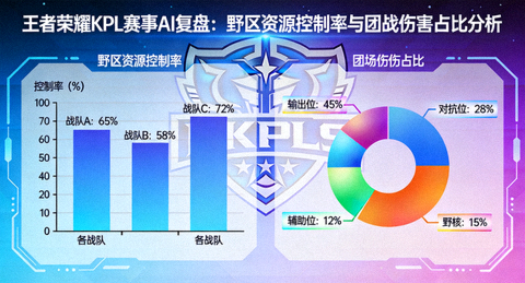 王者荣耀KPL赛事AI复盘配图 - 野区资源控制率与团战伤害占比分析